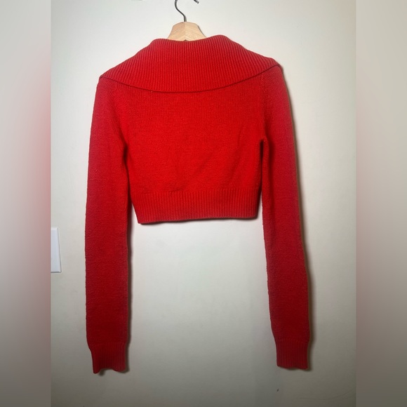 Helmut Lang Cropped Red Sweater - Picture 3 of 4